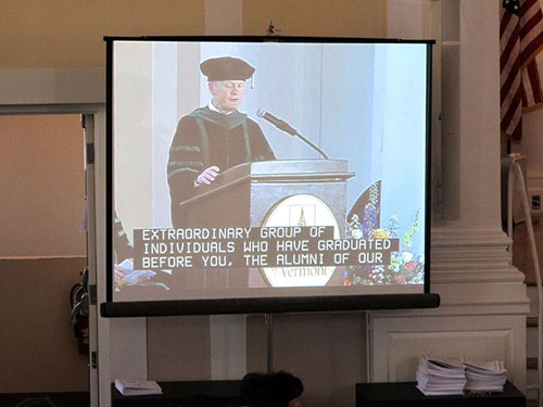 Captioning at Indoor Commencement Ceremony